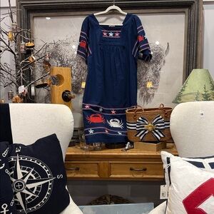 Frances Valentine Navy Embroidered Midi Dress